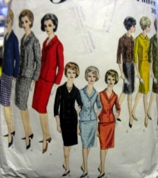 3016  Vogue 1963 PROPORTIONED FIT SUIT JACKET, SLIM SKIRT PATTERN 40 Bust 42"